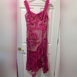 Bronx and Banco Pink Floral Midi Dress